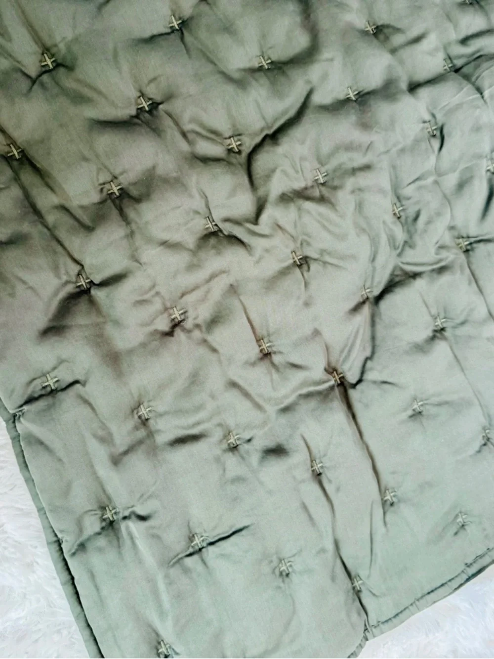 NWT Pottery Barn Tencel Quilted Euro Sham in Eucalyptus